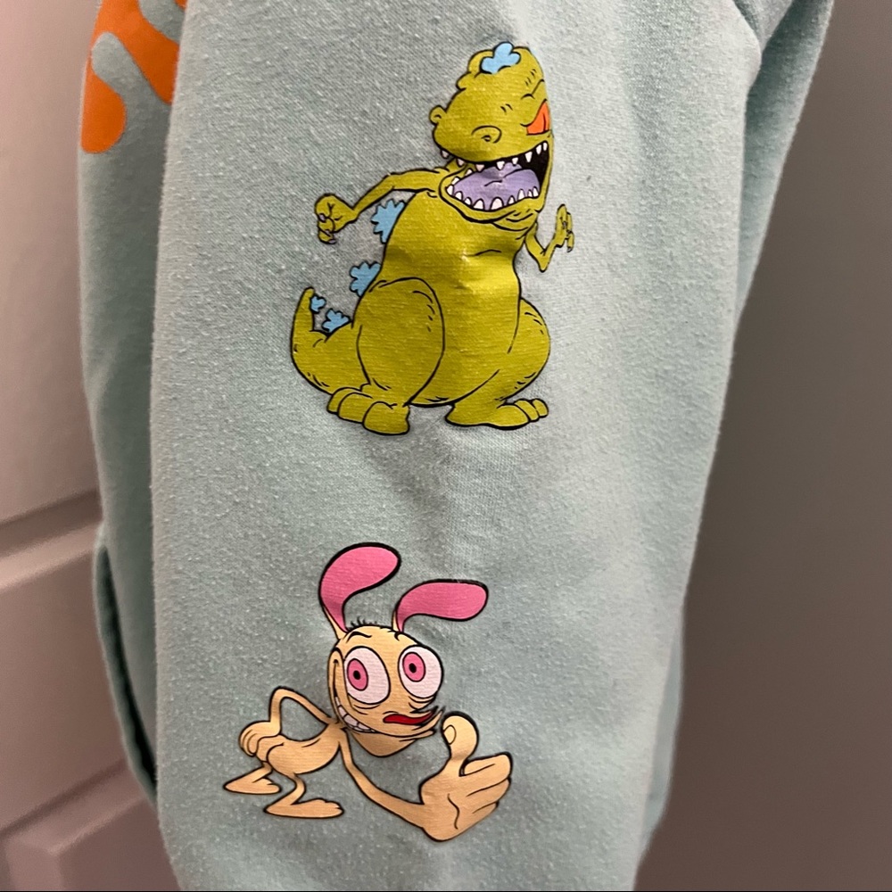 Nickelodeon Mint Green Hoodie Mixed Cartoon Characters S - Picture 11 of 16
